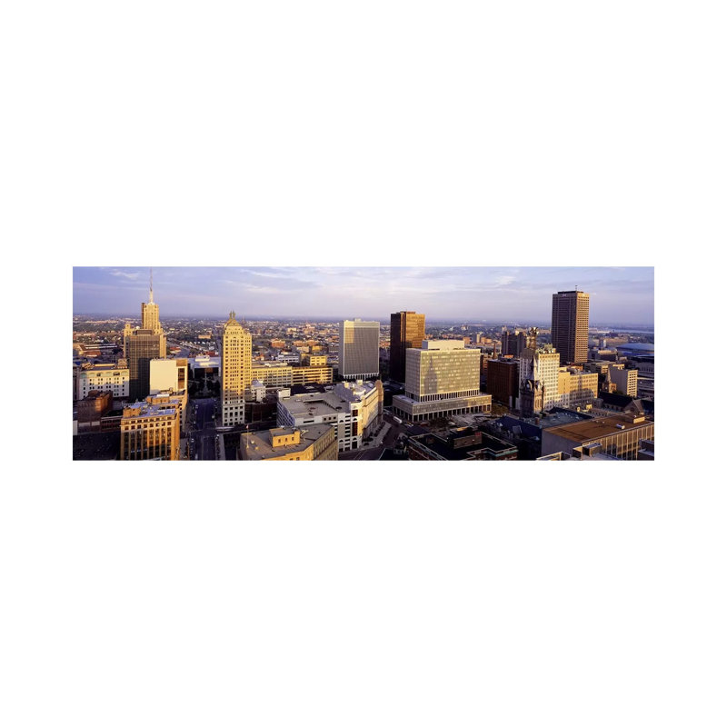 Downtown Skyline, Buffalo, Erie County, New York, USA - Wrapped Canvas Panoramic Print, 121.92 cm H x 40.64 cm W x 1.91 cm D