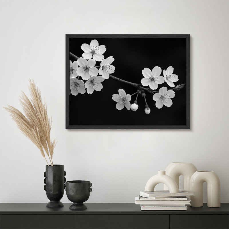 Reproduction florale encadrée pour décoration florale - 11 po x 14 po, H 11 po x l 14 po, Noir