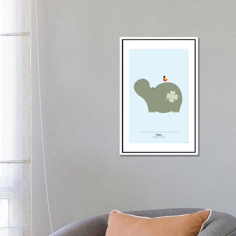 Hippo by TomasDesign - Gallery-Wrapped Canvas Giclée on Canvas, White Framed, 66.04 cm H x 45.72 cm W
