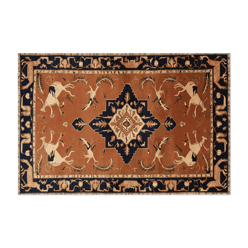 Tapis d'intérieur et d'extérieur brun Persian, Rectangle 5 pi x 7 pi