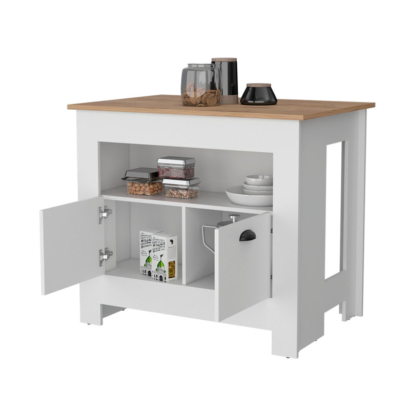 White 2-Door Kitchen Island, White
