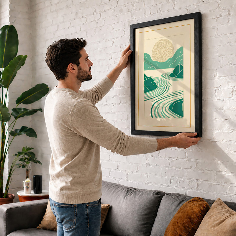 Landscape At Daylight Minimalist - Print, Black, A4 - 29.7 x 21.0 cm