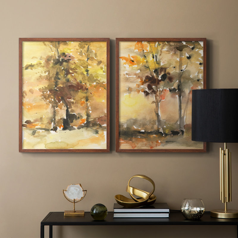 «Fall Foliage Watercolor I», reproduction encadrée de qualité supérieure - prête à être accrochée - aucun clou requis - aucun clou requis