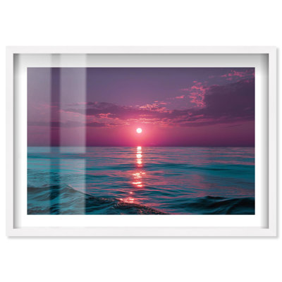 Evening Echoes II Shadowbox Print Sunset Wall Decor by Notoriart, White Frame, 25 x 17