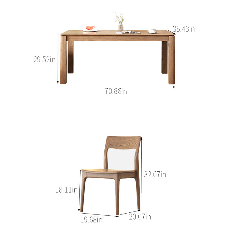 Table en bois massif rectangulaire nordique