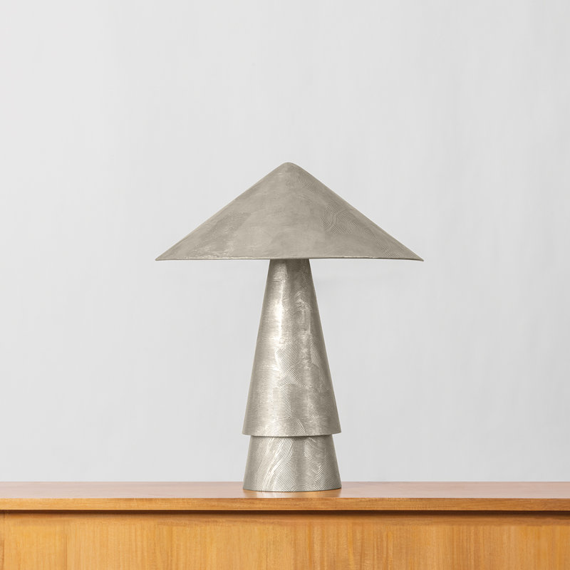 Foxton Table Lamp in Warm Leaf, Silver, Silver