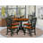 5 Piece Dining Room Table Set Includes a Round Wooden Table with Pedestal and 4 Kitchen Dining Chairs, Black & Cherry-1040882530-951449401