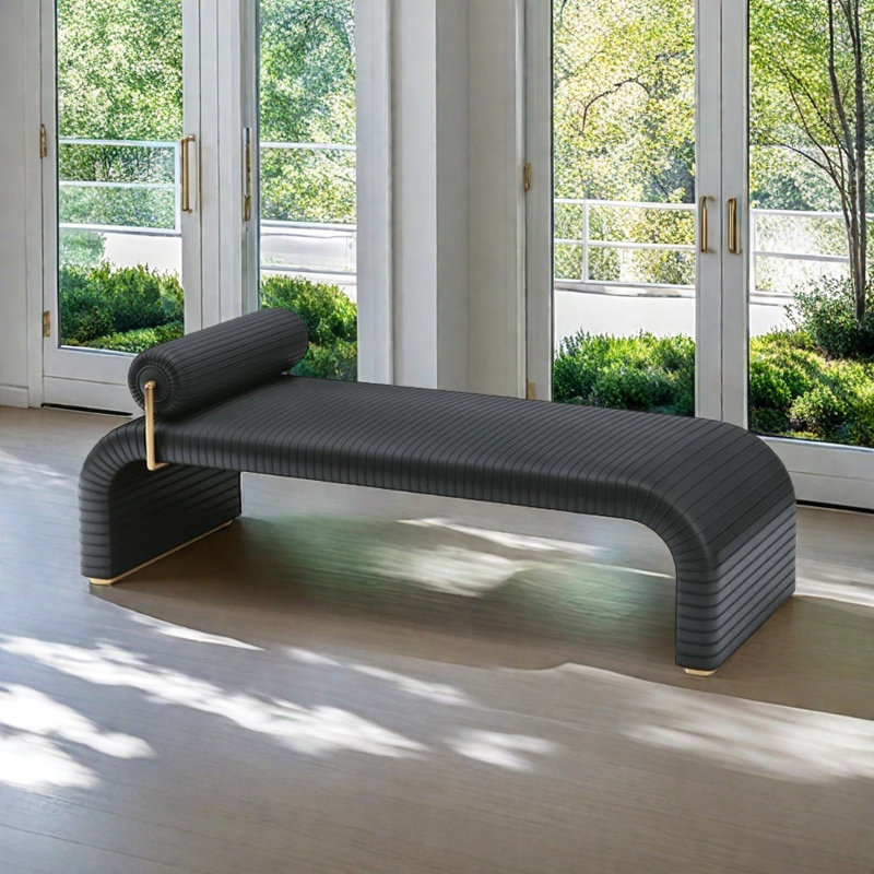 Banc de luxe italien à lumière simple, Noir, noir, noir, noir