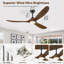 Ventilateur de plafond en bois massif à 3 pales avec lumière, ventilateur de ferme moderne, application intelligente et télécommande, moteur CC réversible silencieux, 6 vitesses, lumière DEL à intensité variable-1094988170-1094368010