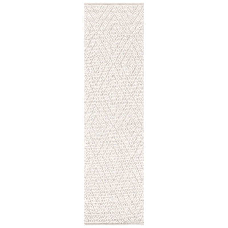 Natura Hand Woven Wool Pile With Cotton Backing Geometric Rug, Runner 2'3" x 8'