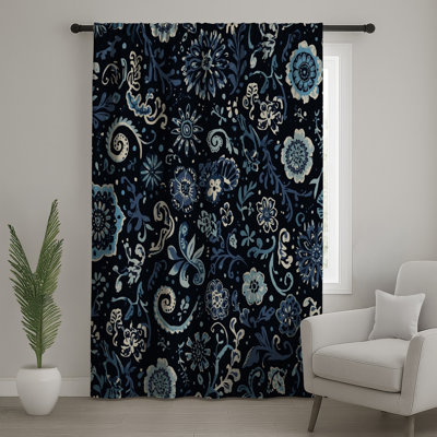 Rideaux de fenêtre à motif floral complexes, voilages et voilages à motif floral - 1 panneau