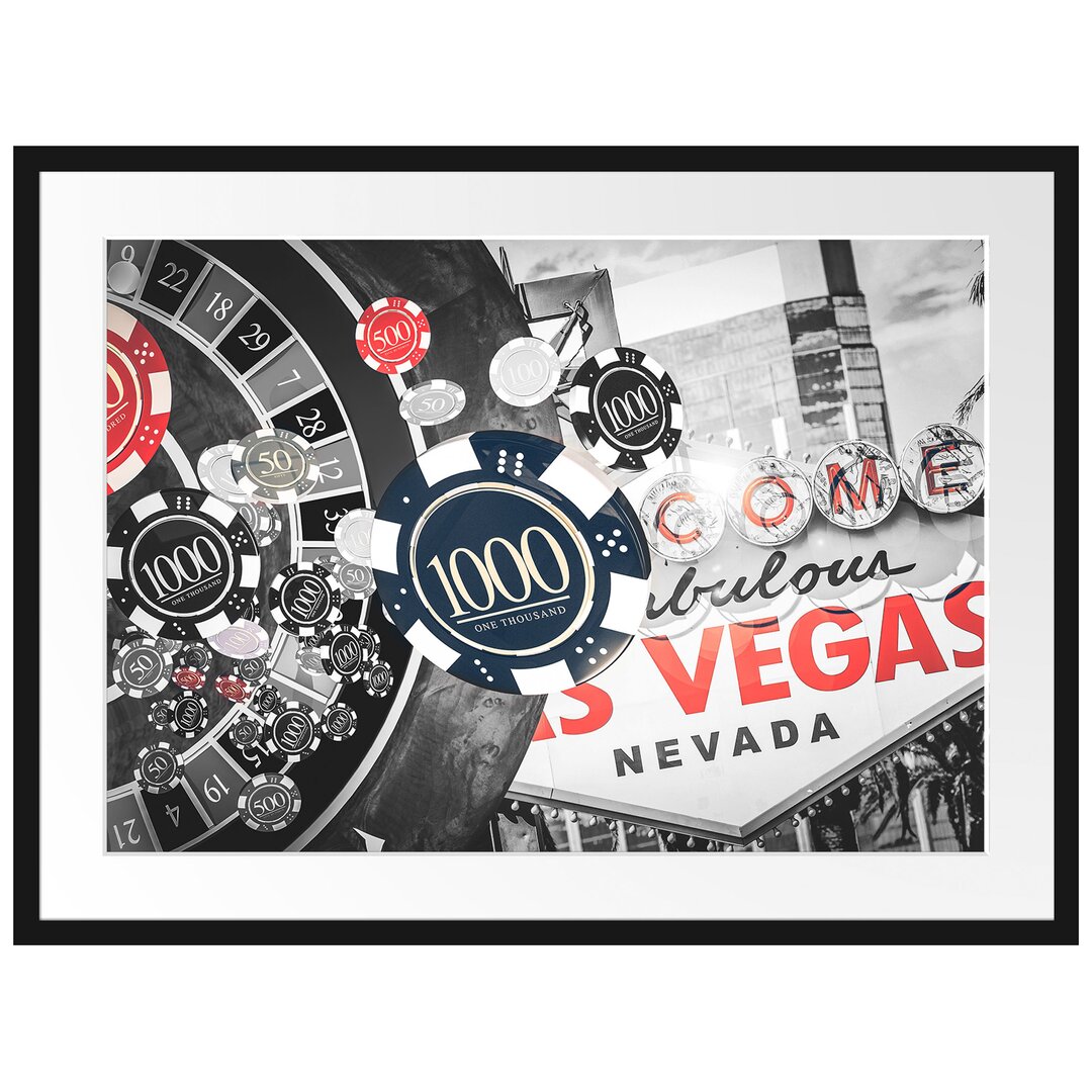 Gerahmtes Poster Las Vegas Casino Roulette