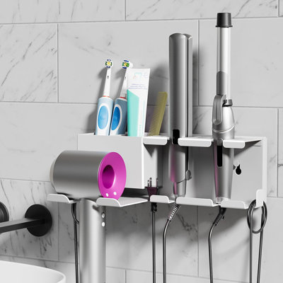 Hair Tool Organizer Wall Mount, Metal Blow Dryer Holder, Curling Iron Holder, Curling Iron