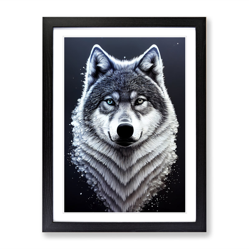 Bust Of The Wolf No.1 - Print, White, Black Framed, 66cm H x 48cm W x 2cm D