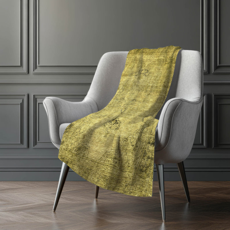 Addison Machine Washable Sherpa Throw Blanket, Gold, ASB658 Oriental
