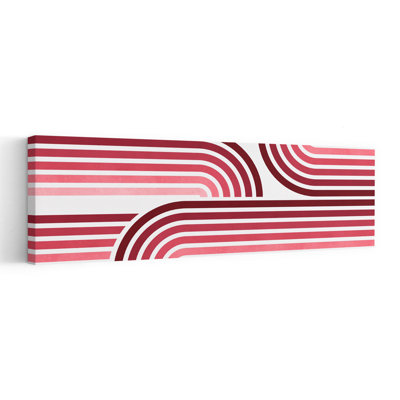 «Smooth Red Curves», art mural géométrique abstrait contemporain
