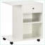 Printer Stand with Drawer &amp; Adjustable Shelf, Rolling Mobile Cart with Locking Wheels, CPU Stand | Snow White | P2 Particleboard