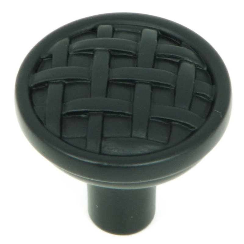 Basket Weave 1 3/8" Diameter Mushroom Knob Multipack, Matte Black