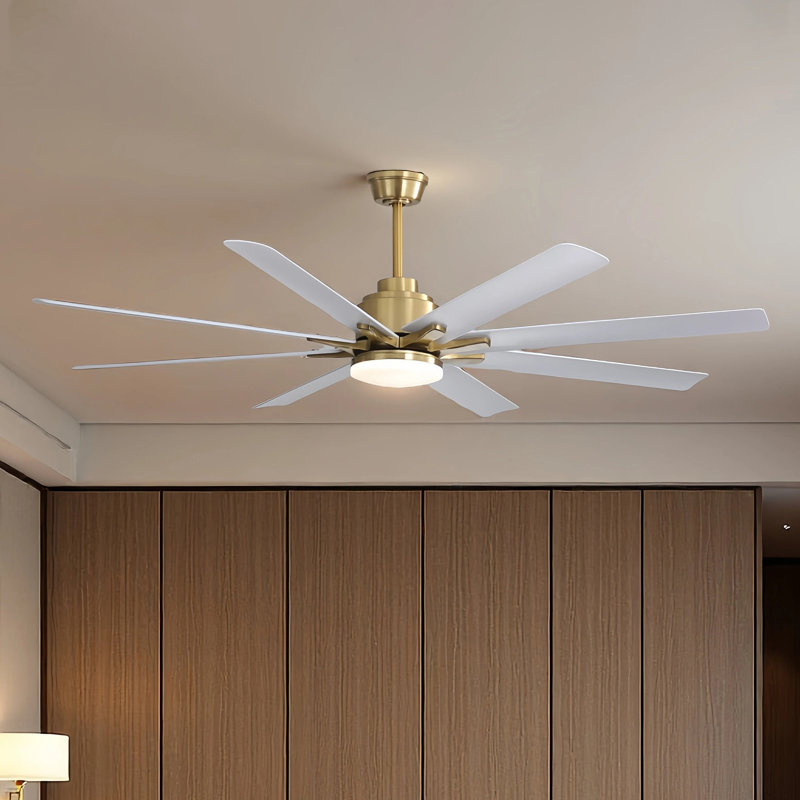Ventilateur de plafond intelligent 66 po Brixham avec lumière DEL à intensité variable, moteur à courant continu réversible et télécommande