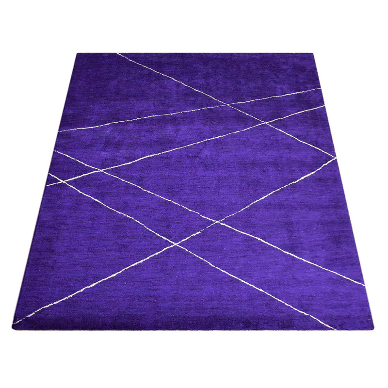 Anothny Geometric HAND KNOTTED LOOM SILK ECO-FRIENDLY AREA RUGS  - Rectangle Shape, Purple Color, Geometric Design