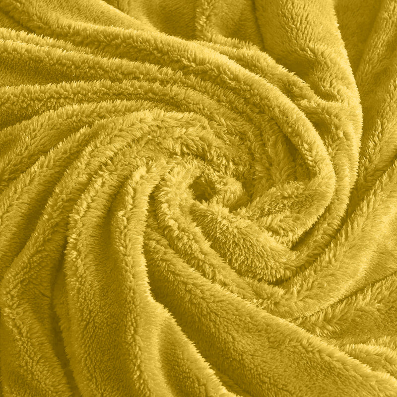 Misuzu Super Soft Reversible Sherpa Fleece Blanket, Ochre, Single