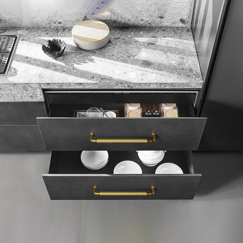 Anti-Slip Wave Pattern Cabinet Pull Multipack, 7 5/9", Brushed Gold