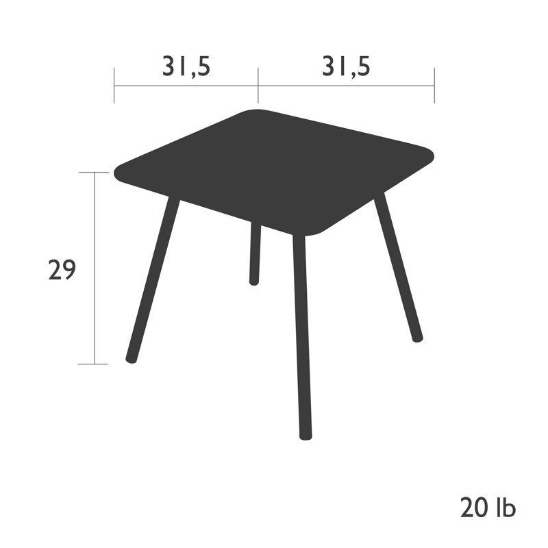 Luxembourg Outdoor Square Dining Table, Acapulco Blue, 18.5" H x 22" L x 22" W