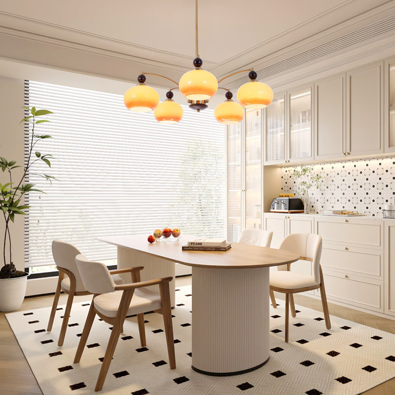 5-head European-american Retro Pendant Light (height Adjustable)