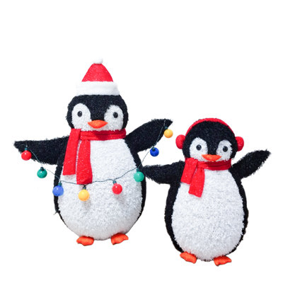 2-piece Lighted Pop-up Red Penguin Family