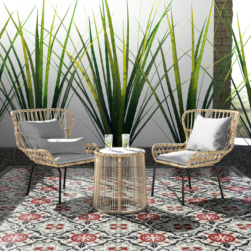 8" x 8" Cement Patterned Wall & Floor Tile, Bloom