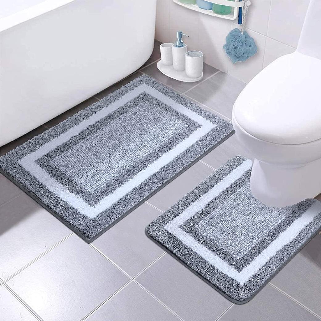 Colorxy Chenille Bathroom Rugs, Extra Soft and Absorbent Bath Mat, Non-Slip  Mach