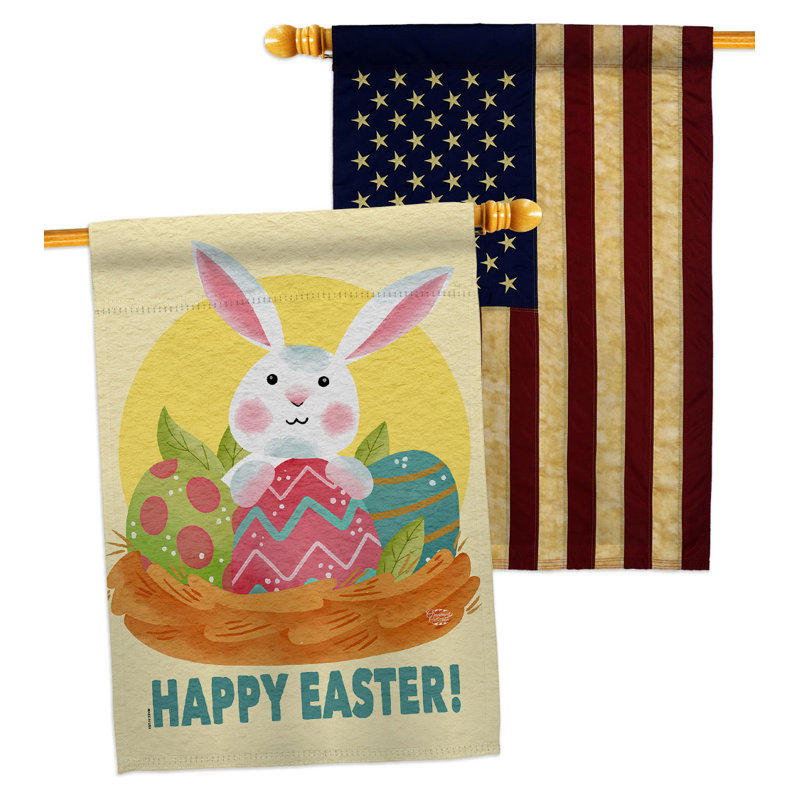 Double Sided 40'' H x 28'' W Polyester Easter House Flag