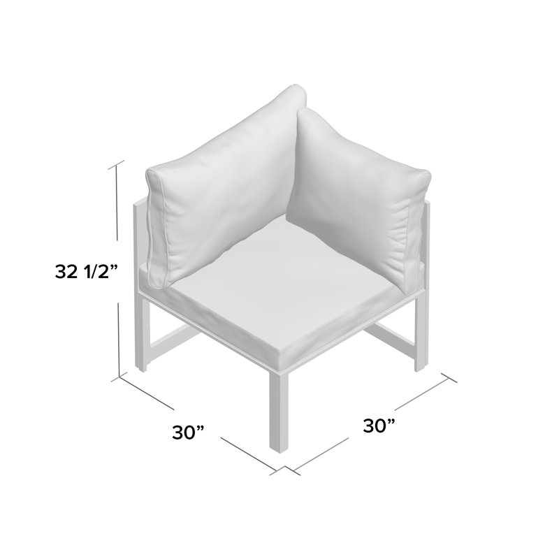 Fauteuil de patio d'extérieur avec coussin Fleetwood, Blanc, Gris foncé