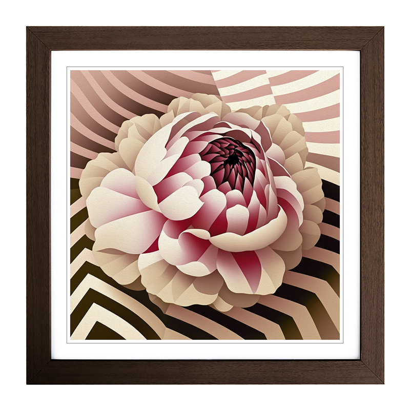 Peony Flower Op Art - Framed Print, Walnut