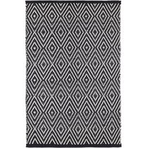 Colours Harrieta Black & white Diamond Door mat, 75cm x 45cm