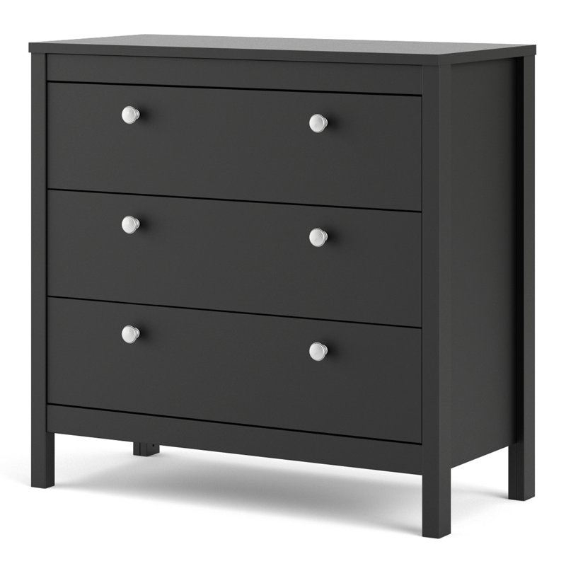 Cynsere 82.1cm W 3 - Drawer Chest of Drawers, Black