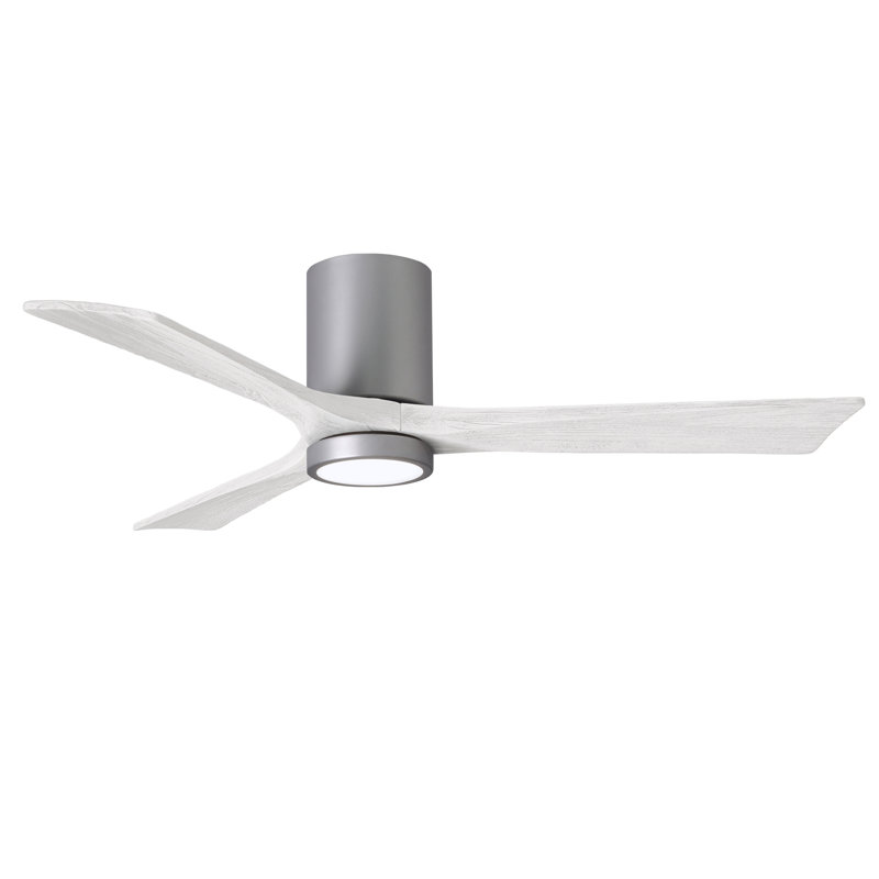 Olivier à 3 pales DEL standard avec ventilateur de plafond et ensemble d'éclairage inclus, Nickel brossé, Blanc mat, 52"