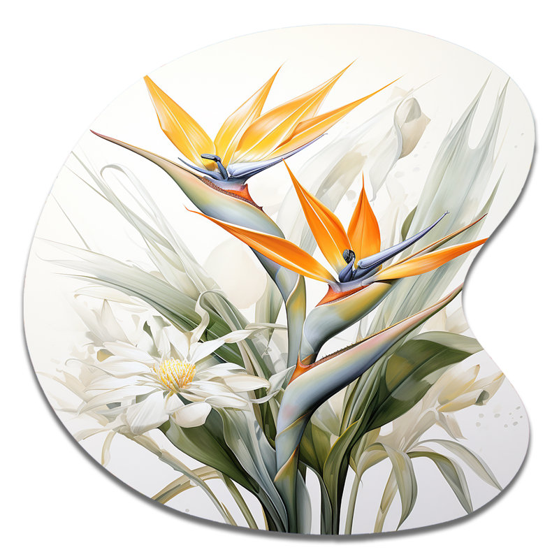 Elzada - Oiseaux de paradis, art mural asymétrique en métal, H 27 po x l 27 po
