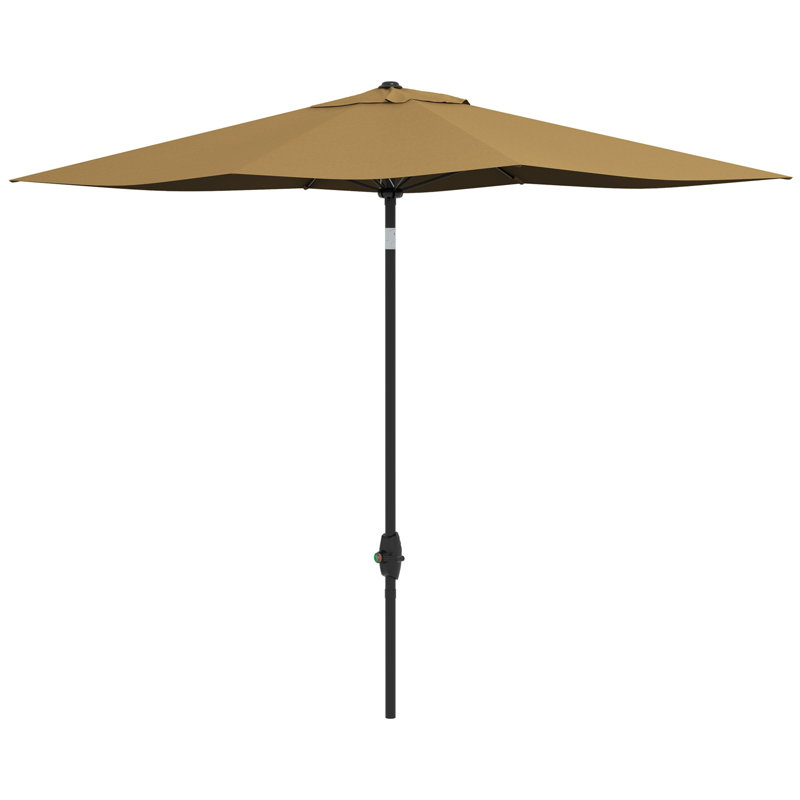 Parasol de marché rectangulaire avec manivelle et bouton poussoir inclinable, Café, H 96,3 po x l 115 po x P 77,5 po