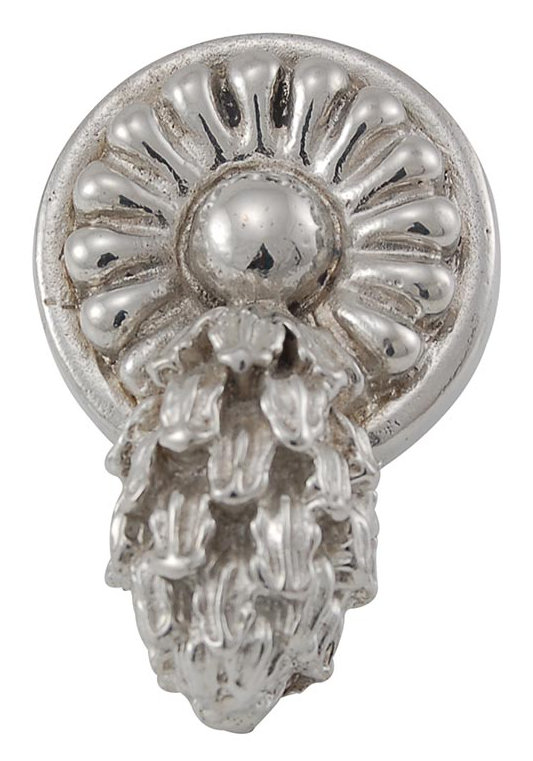 Poignée fantaisie Sforza 1,25 po, Argent poli, H 1,875 po x l 1,25 po x P 1,25 po