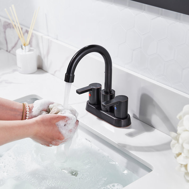 Centre set Bathroom Faucet with Drain Assembly, Bronze