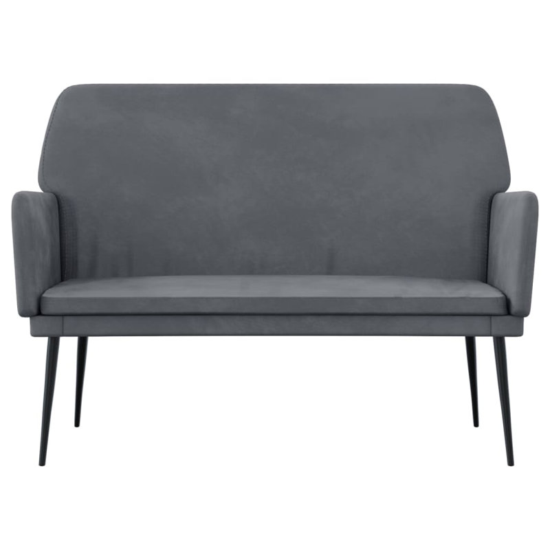 Jillann Velvet Upholstered Bench, Dark Gray
