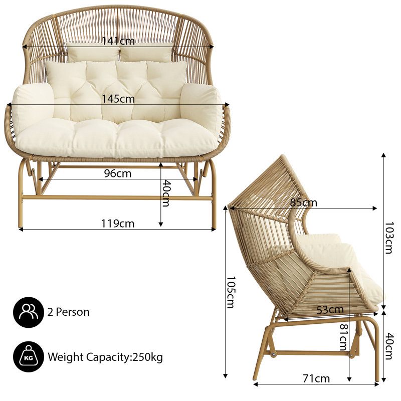 71cm Long Single Chaise with Cushions, Brown