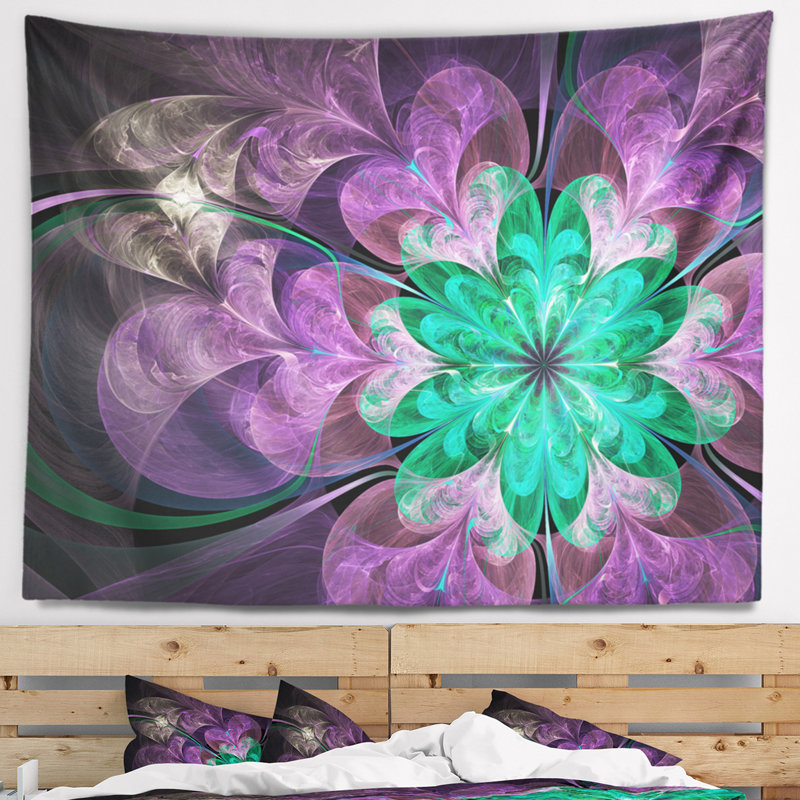 Tapisserie florale mauve scintillante, H 32 po x l 39 po