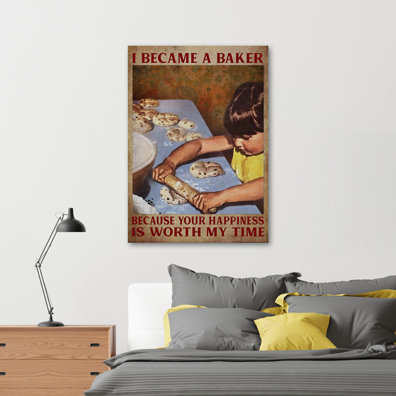 «Girl Bake Some Cakes - I Became A Baker», reproduction d'art graphique sur toile tendue, H 36 po x l 24 po x P 2 po