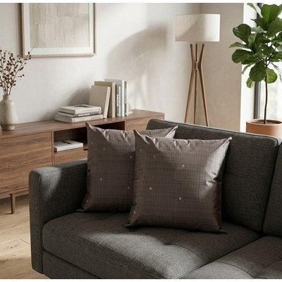 Handmade Eco-Friendly 16''X16'' Decorative Cushion Covers Checked Silk Gray Indoor, Pack of 1