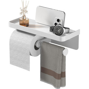 Double porte-papier hygiénique avec tablette (argent)