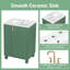 Meuble-lavabo 24 po avec lavabo en céramique, armoire de salle de bain avec tablette de porte, rangement latéral ouvert, structure en bois massif, porte à fermeture douce, vert-117599169