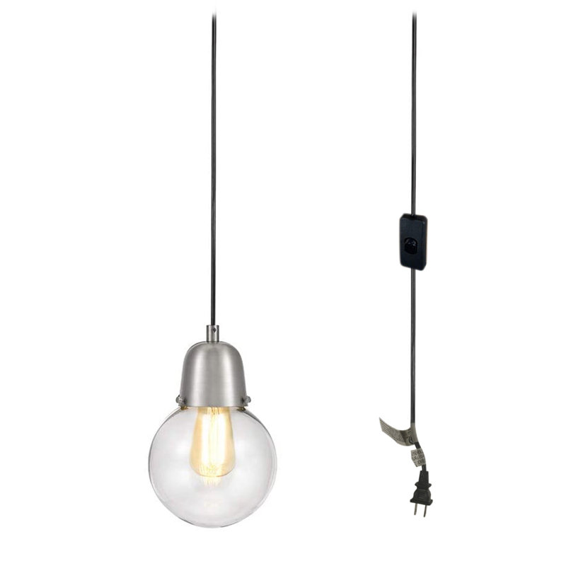 Luminaire suspendu suspendu à brancher Aven, finition nickel brossé