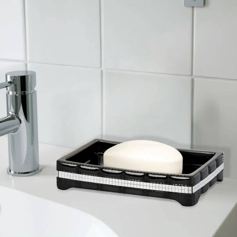 Oneita Soap Dish for Bathroom Counter,Shower & Kitchen | Black Resin
